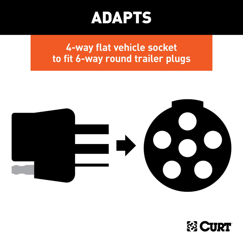  [AUSTRALIA] - CURT 57183 4-Way Flat Vehicle-Side to 6-Way Round Trailer Wiring Adapter