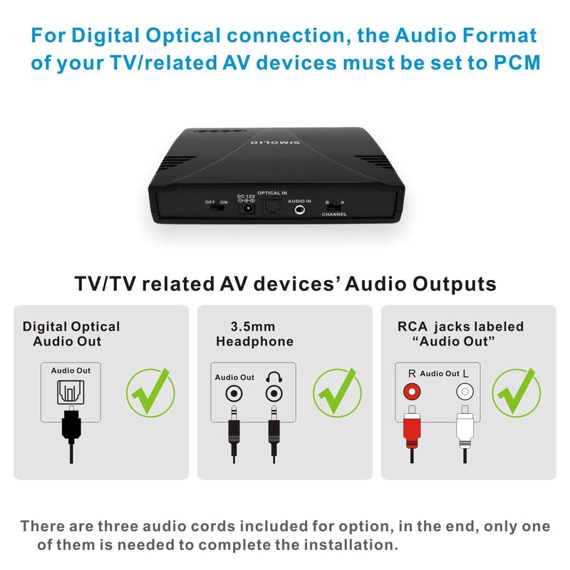 [AUSTRALIA] - SIMOLIO Dual Channels IR Transmitter w/Optical in & IR Wireless Headphones w/Storage Bag for Car&TV& PC,Car Headphones for Kids w/ 3.5mm Aux Cord, Automotive IR Headphone, Car DVD Infrared Headphone