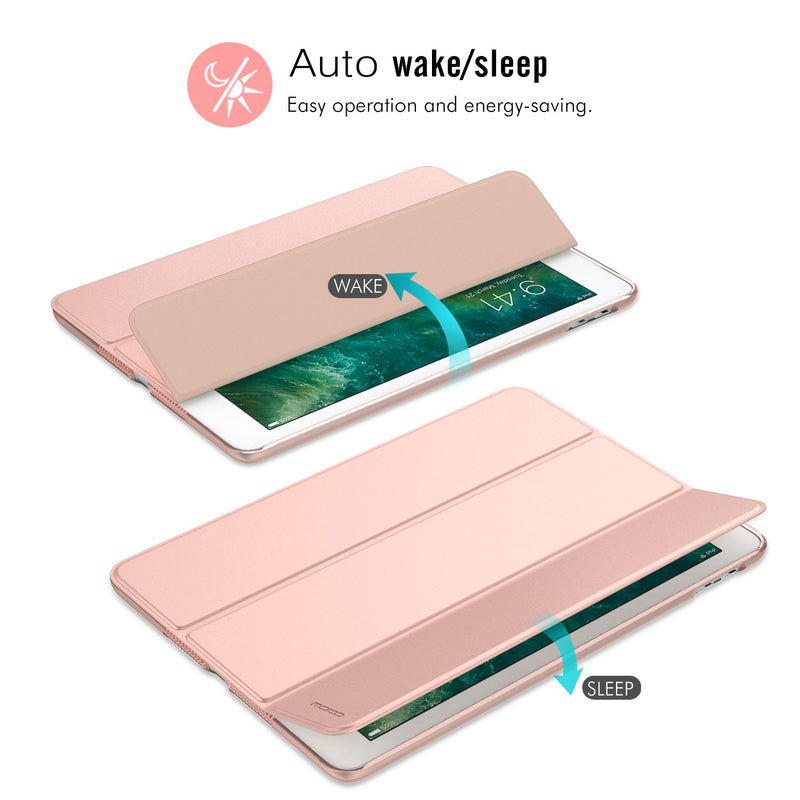  [AUSTRALIA] - MoKo Case Fit 2018/2017 iPad 9.7 5th / 6th Generation - Slim Lightweight Smart Shell Stand Cover with Translucent Frosted Back Protector Fit Apple iPad 9.7 Inch 2018/2017, Rose Gold(Auto Wake/Sleep) 01-Rose Gold