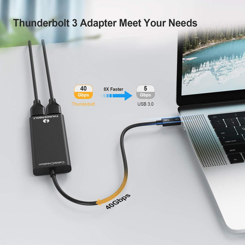  [AUSTRALIA] - Thunderbolt 3 to Dual HDMI Display, CableCreation Thunderbolt 3 to Two HDMI Adapter, 4K@60Hz, 40Gbps, USB C to HDMI Cable Compatible with Mac and Some Windows Systems