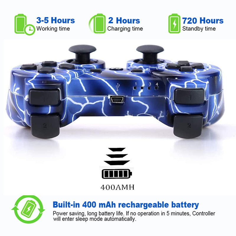  [AUSTRALIA] - Wireless Controller for PS3, Built-in Dual Vibration Gaming Remote Joystick Compatible with Playstation 3,with Charger Cable Cord (Blue+ Red) Blue+ Red