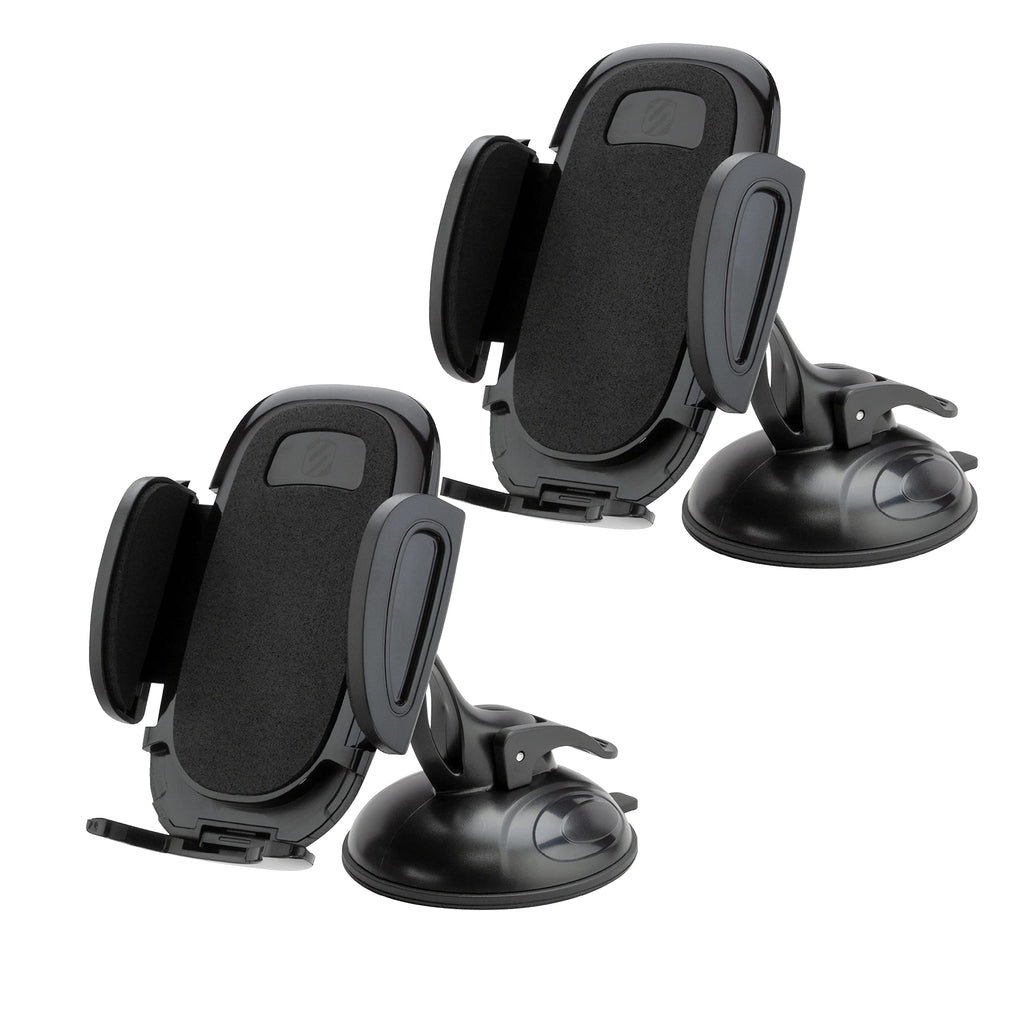  [AUSTRALIA] - Scosche SUHWD-2PKXCES0 Select Windshield or Dashboard Suction Cup Phone Mount Holder for Car with Adjustable Locking Lever, Quick-Release Button, Black, 2-Pack Window / Dash Power Mount 2 Pack