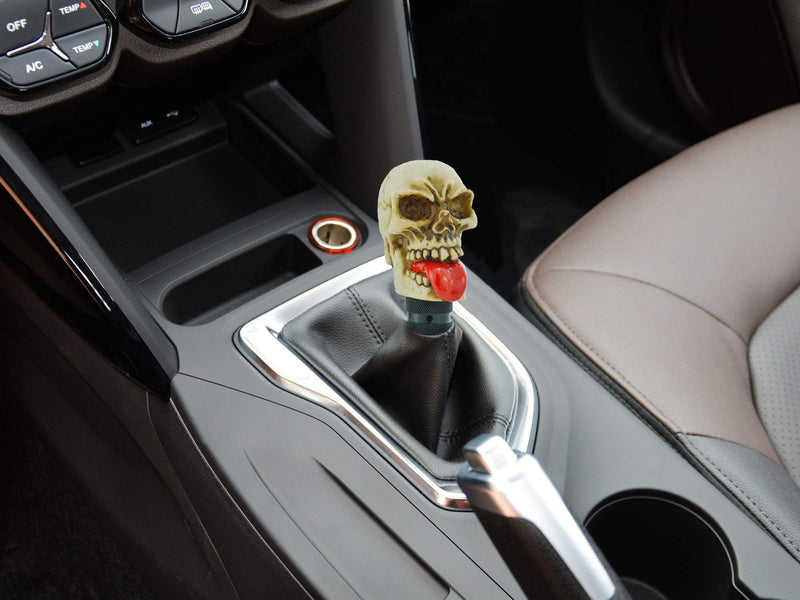  [AUSTRALIA] - Bashineng Skull Gear Shifter Knob, Devil Head Shape Stick Shift Knobs for Universal Manual Truck SUV Car (Beige+Red) beige+red