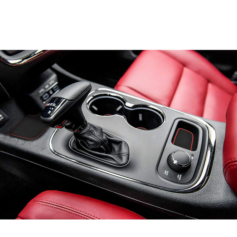  [AUSTRALIA] - Mekar Anti-dust Custom Fit for 2014-2020 Dodge Durango Cup Holder Insert & Center Console Shifter Liner Trim Mats | 5pc Custom Fit Non Slip Storage Bin Mat Set Interior Accessories