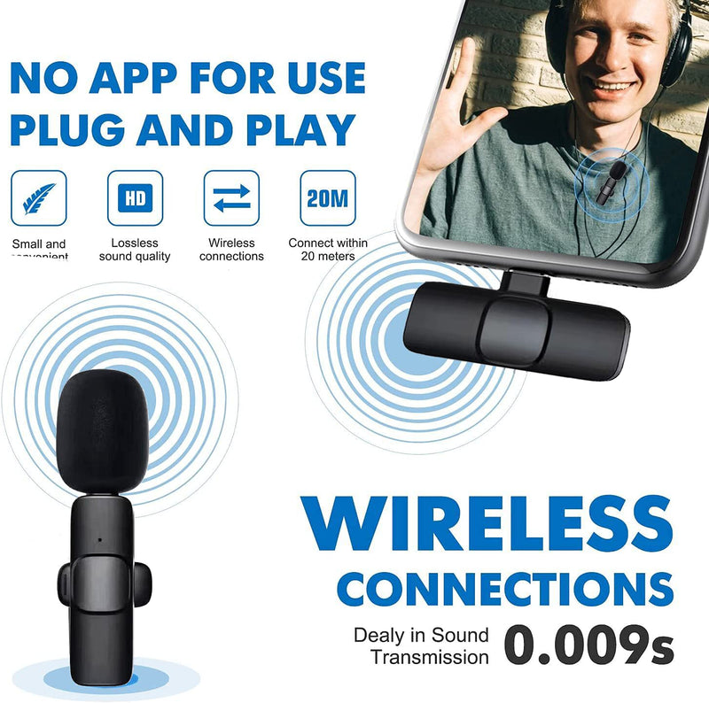  [AUSTRALIA] - Wireless Lavalier Microphone for iPhone Plug-Play Youtubers Facebook Live Stream Vloggers Interview Video Recording Noise Reduction Auto-syncs Clip-on Lapel Mic (NO APP or Bluetooth Needed)