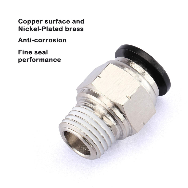  [AUSTRALIA] - AIRTOON 10PCS Pneumatic Push to Connect Air Fittings Male Straight 3/8'' Inch Tube OD x 1/4'' Inch NPT Thread Air Line Fittings Nickel-Plated Brass (Pack of 10)