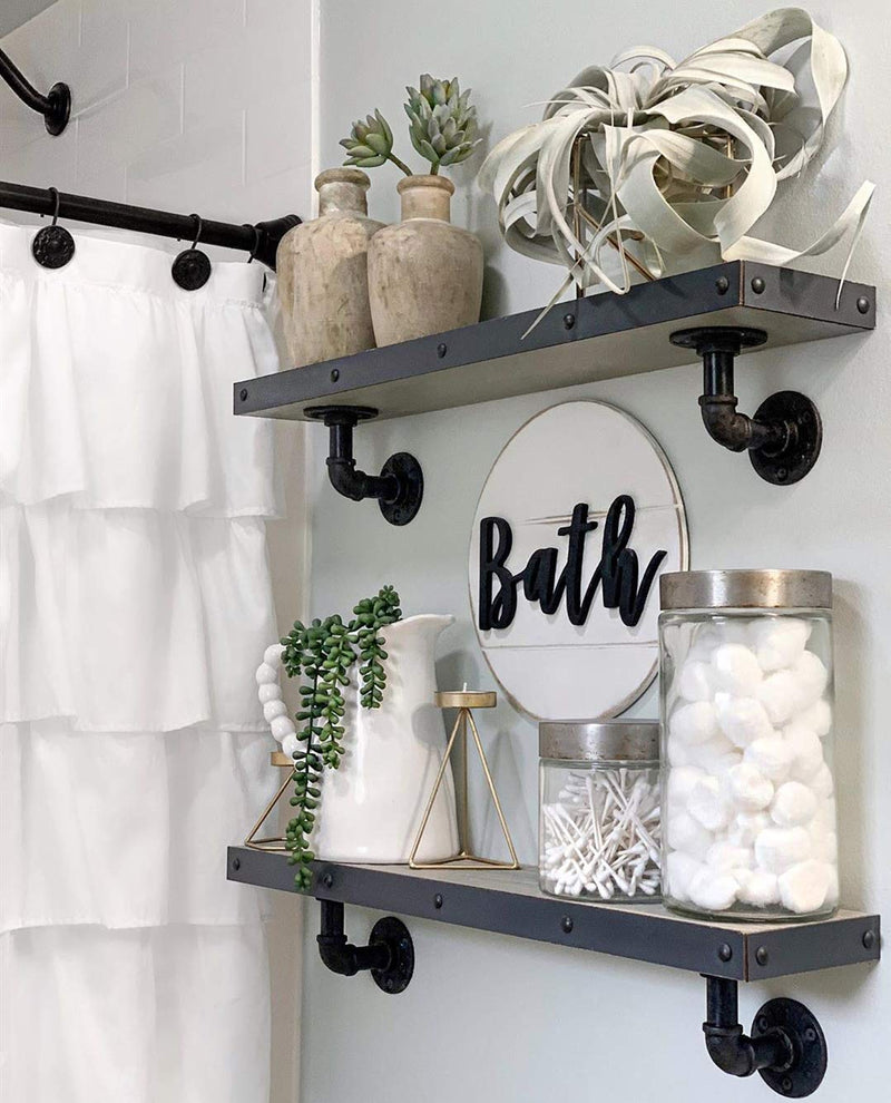  [AUSTRALIA] - Lavender Inspired Rustic 3D Bath Sign for Bathroom-Round Wood Bathroom Signs Decor-Modern Farmhouse Bathroom Wall Hanging Sign-Round Shiplap Signs for Bathroom 10''