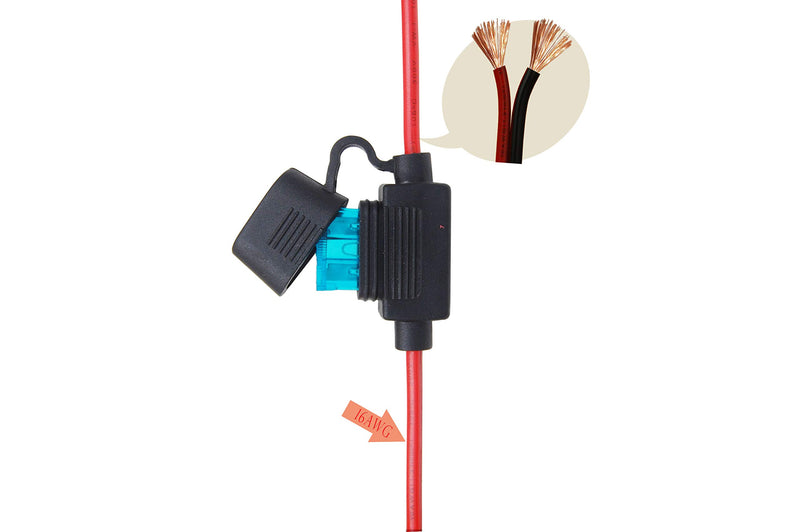  [AUSTRALIA] - CUZEC 1FT/0.3m 16AWG SAE Power Adapter Bullet Crimp Terminals to SAE Harness Quick Connect/Disconnect Assembly, 15A Fuse