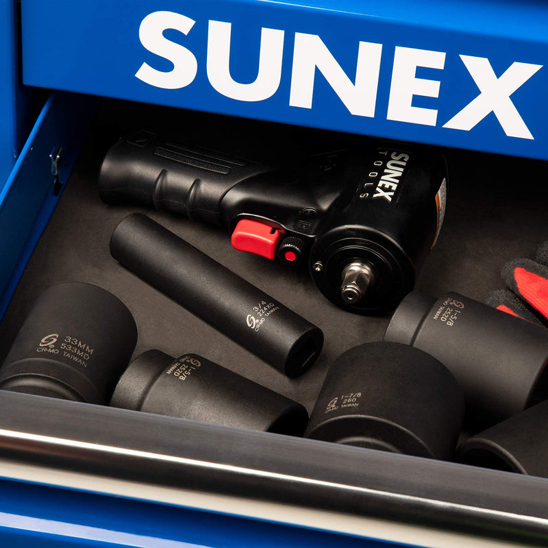  [AUSTRALIA] - Sunex 224XD, 1/2 Inch Drive, 3/4 Inch Extra Long Deep, Impact Socket, Cr-Mo Alloy Steel, Radius Corner Design, Dual Size Markings