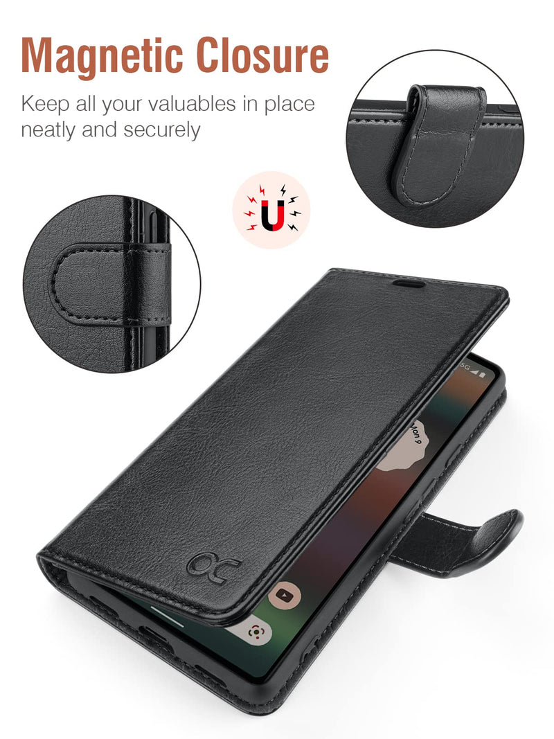  [AUSTRALIA] - OCASE Compatible with Google Pixel 6A Wallet Case, PU Leather Flip Folio Case with Card Holders RFID Blocking Kickstand [Shockproof TPU Inner Shell] Phone Cover 6.1 Inch 2022 (Black) Black