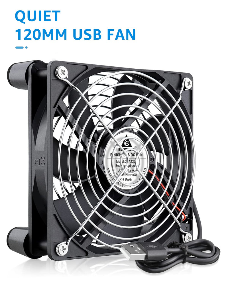  [AUSTRALIA] - Gdstime 120mm 12cm 5 inches 5V USB Power Cooling Fan for TV Box Router Cooler
