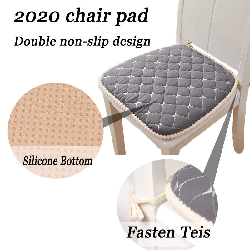  [AUSTRALIA] - VEOAY Plaid Grey Chair Cushion with Ties Fit for Dining Chairs,Memory Foam Dining Chair Pad and Seat Cushion with Machine Washable Cover [17.3 x 16.6 Inches] 1 pack