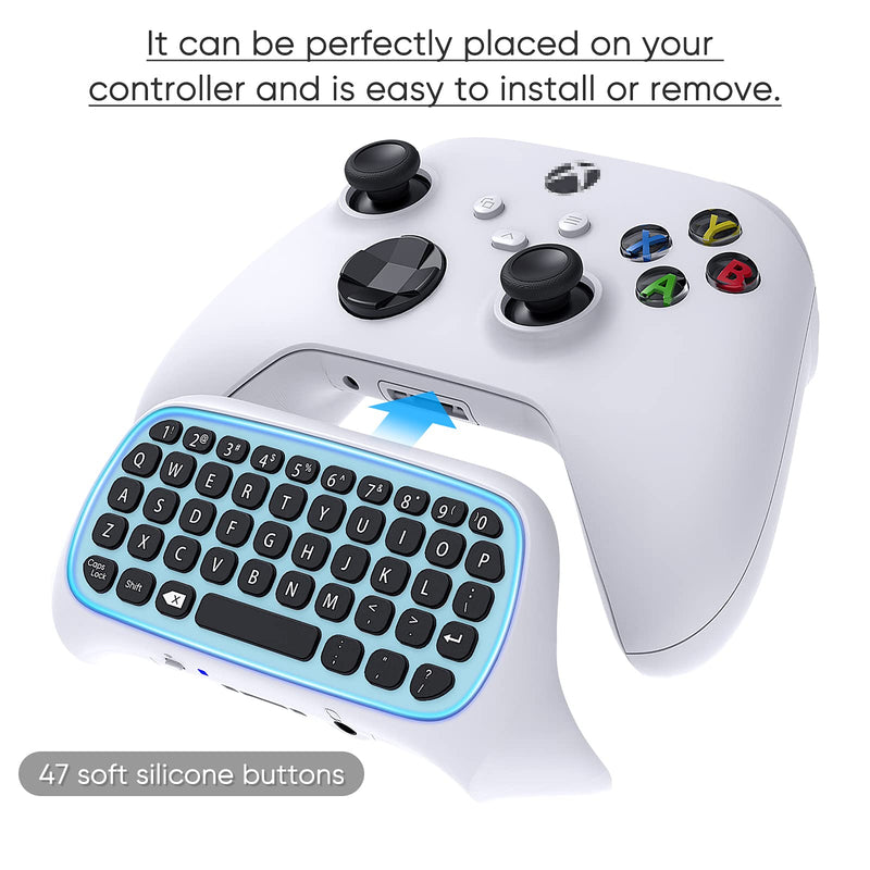 [AUSTRALIA] - Controller Keyboard for Xbox Series X/ S/ for Xbox One/ One S, Wireless Bluetooth Gaming Chatpad Keypad with USB Receiver, Built-in Speaker & 3.5mm Audio Jack for Xbox Series X/ S/ One/ One S, White