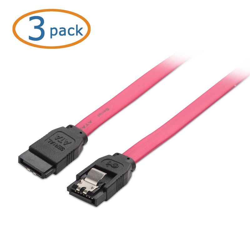  [AUSTRALIA] - Cable Matters 3-Pack Straight SATA III 6.0 Gbps SATA Cable (SATA 3 Cable) Red - 24 Inches