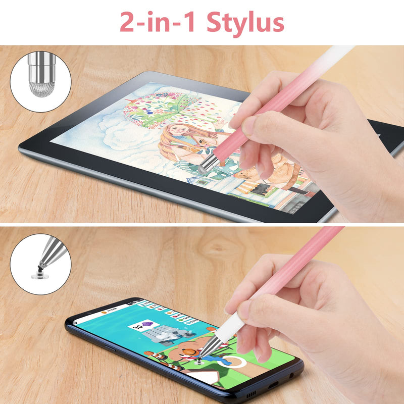  [AUSTRALIA] - Stylus Pen for iPad (2 Pcs), Universal Touch Screens Stylus Pens High Sensitivity Disc & Fiber Tip Pencils Compatible with Apple/iPhone/iPad/Android/Microsoft Tablets and All Capacitive Touch Screens Dream Pink/Dream Purple