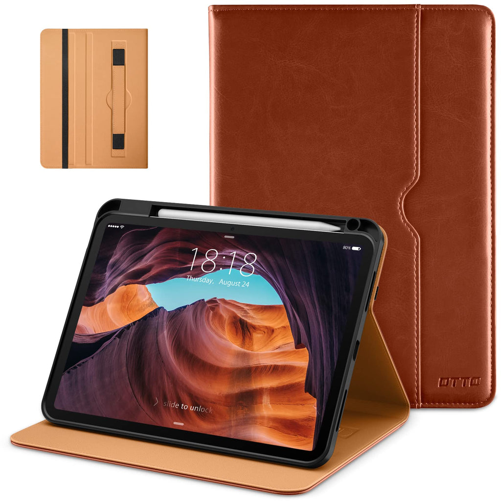 [AUSTRALIA] - DTTO iPad 10th Generation Case 10.9 Inch 2022, Premium Leather Business Folio Stand Cover with Pencil Holder - Auto Wake/Sleep and Multiple Viewing Angles, Brown A-Brown