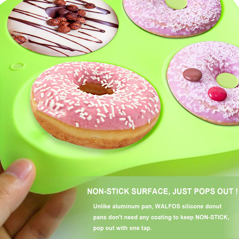  [AUSTRALIA] - Walfos Full Size Silicone Donut Mold - 4 Inch Big Size Silicone Doughnut Pan Set, Non-Stick, Just Pop Out! Heat Resistant, BPA FREE and Dishwasher Safe, for Donut Cake Biscuit Bagels (3PK) 3pcs Big Size Donut Mold
