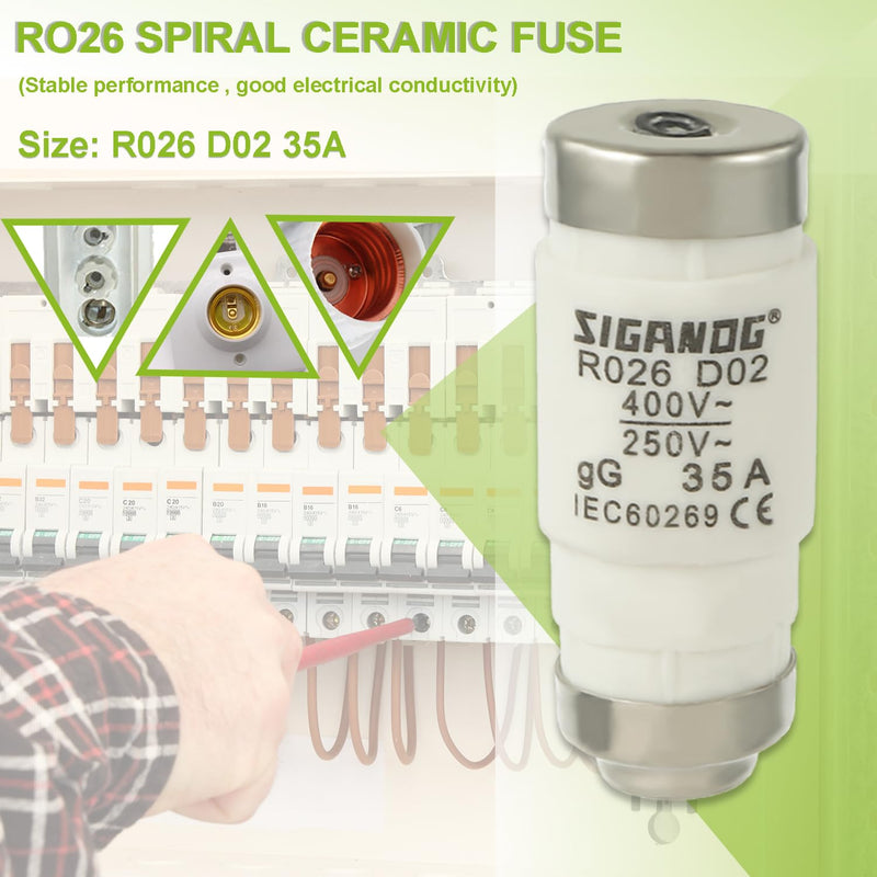  [AUSTRALIA] - SIGANDG Neozed Fuses, D02 35A gL/gG 400VAC, D0 Type Fuse Insert (Pack of 10)