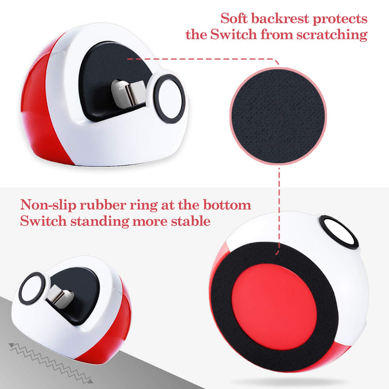  [AUSTRALIA] - Antank Tiny Charging Stand Compatible with Nintendo Switch and Switch Lite/Switch OLED, Type-C Port Charge Dock Station no Projection, Mini Compact Portable White & Red