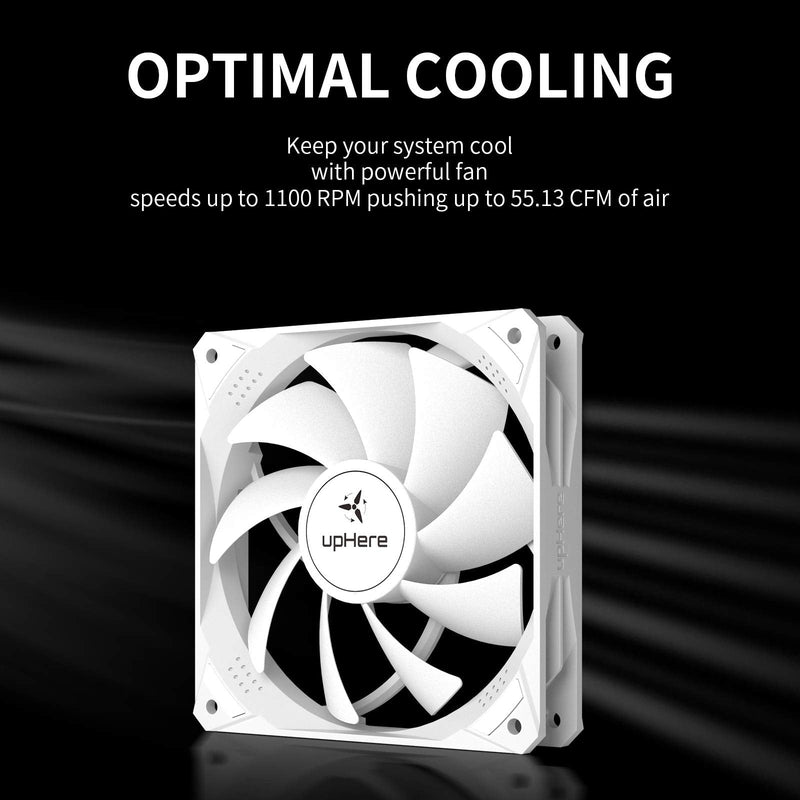 [AUSTRALIA] - upHere 120mm White Case Fan 3Pin High Airflow Long Life for Computer Cases Cooling,5-Pack,NT12043-5 5-PACK