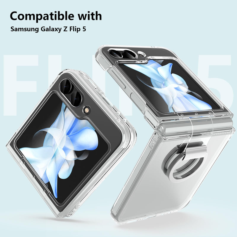  [AUSTRALIA] - BOOLAKOS for Samsung Galaxy Z Flip 5 Case, Clear Slim Thin Protective Phone Cases, Transparent Shockproof Case for Z Flip5 with Ring