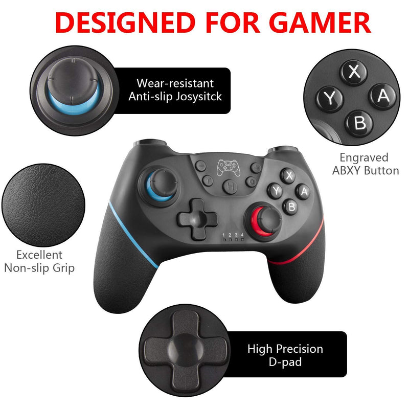  [AUSTRALIA] - Switch Controller, Diswoee&Diswoe Wireless Pro Controller Gamepad Compatible with Switch Support Amibo, Wakeup, Screenshot and Vibration Functions-Black