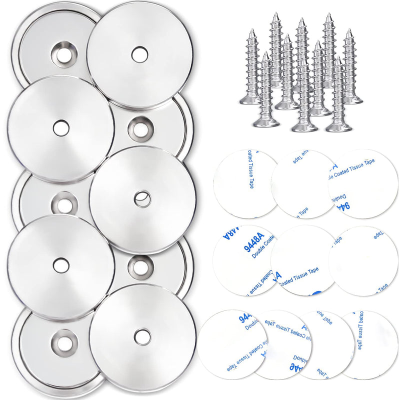  [AUSTRALIA] - LOVIMAG Neodymium Cup Magnets,110LBS Holding Force Strong Rare Earth Magnets with Heavy Duty Countersunk Hole and Double Sided Adhensive&Stainless Screws for Refrigerator Magnets,Office etc,Pack of 10 110lbs-10p-silver