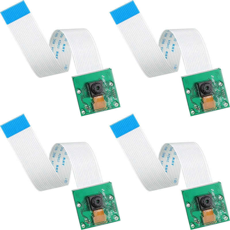  [AUSTRALIA] - 4 Pieces 5 Megapixels 1080p Sensor OV5647 Mini Camera Module with 6 Inch 15 Pin Ribbon Cable Compatible with Raspberry Pi Model A B B+, Pi 2 and Raspberry Pi 3, 3 B+, Pi 4