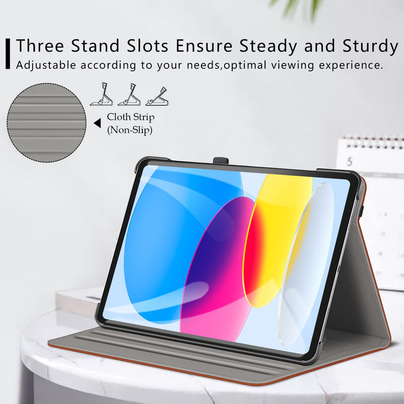  [AUSTRALIA] - ZtotopCases for New iPad 10th Generation Case 10.9 Inch 2022, Premium PU Leather Business Folio Stand Cover with Slot, Auto Wake/Sleep, Multi-Angles for iPad 10th Gen 10.9" Case, Brown