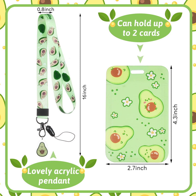  [AUSTRALIA] - 3 Packs Lanyard with Cute ID Card Holder Case Detachable ID Badge Lanyards Strawberry Peach Avocado Lanyard Strap with Clip Badge Holders Neck Keychain for Kids Men and Women