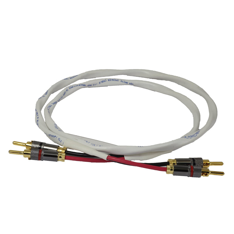 Blue Jeans Cable Ten White Speaker Cable, with Welded Terminations (Single Cable - for one Speaker), Assembled in USA (8 Foot, Bananas to Bananas) 8 foot - LeoForward Australia