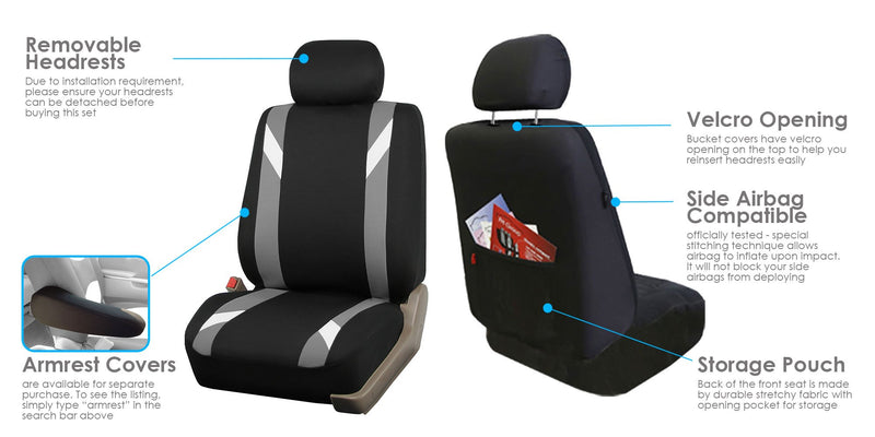 FH Group FB033102 Premium Modernistic Seat Covers Gray/Black with Gift - Fit Most Car, Truck, SUV, or Van - LeoForward Australia