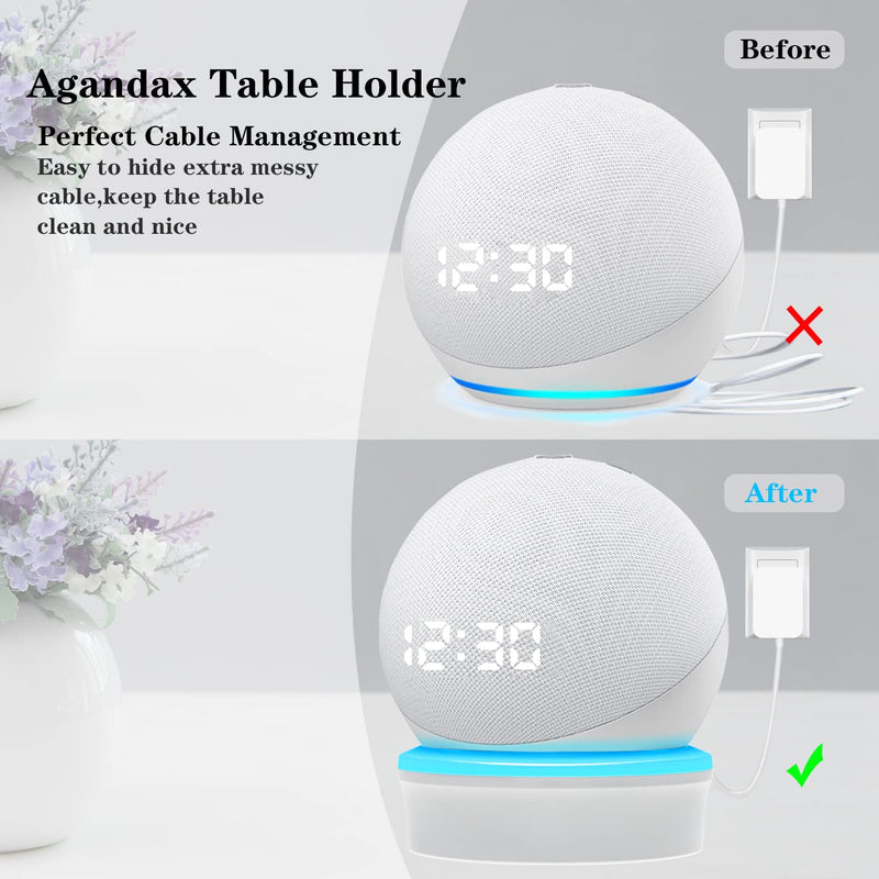 [AUSTRALIA] - Echo Dot 4th/5th Generation Table Stand, Agandax Desktop Holder Mount for Dot 4th Gen, Base Bracket with Light Guide, mart Home Speakers Voice Assistants Space Saving Accessories with Cable Management