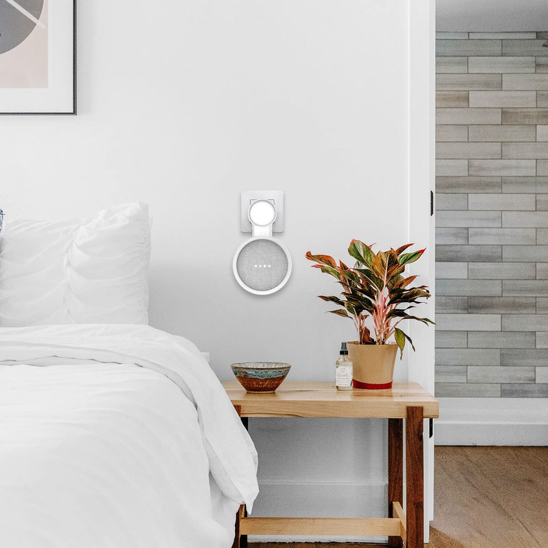  [AUSTRALIA] - HomeMount Wall Mount for Google Home Mini or Google Nest Mini (2nd Gen),Space-Saving Outlet Holder Accessories for Google Mini Voice Assistant (White) White