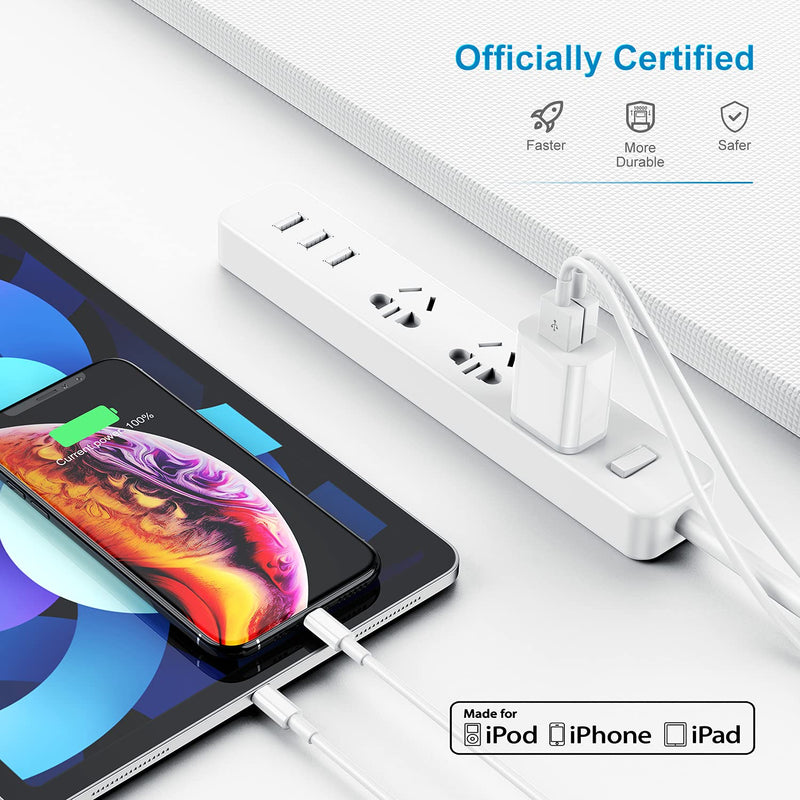  [AUSTRALIA] - Long Apple iPhone Charger Cable 10ft, Apple MFi Certified Extra Long Lightning Cable 10 Foot, Fast USB Charging Cord 10 Feet Apple Chargers for iPhone 11 Pro/XS/MAX/XR/8/7/6/SE iPad(2pack) 10Foot White