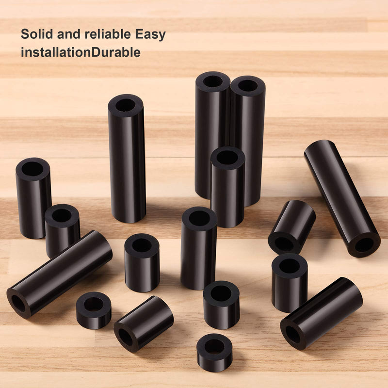  [AUSTRALIA] - 120 Pieces Outlet Screw Spacers Rubber Round Spacer for Electrical Screws Switch and Receptacle, 6 mm Inner Diameter, 6 Different Length (Black) Black