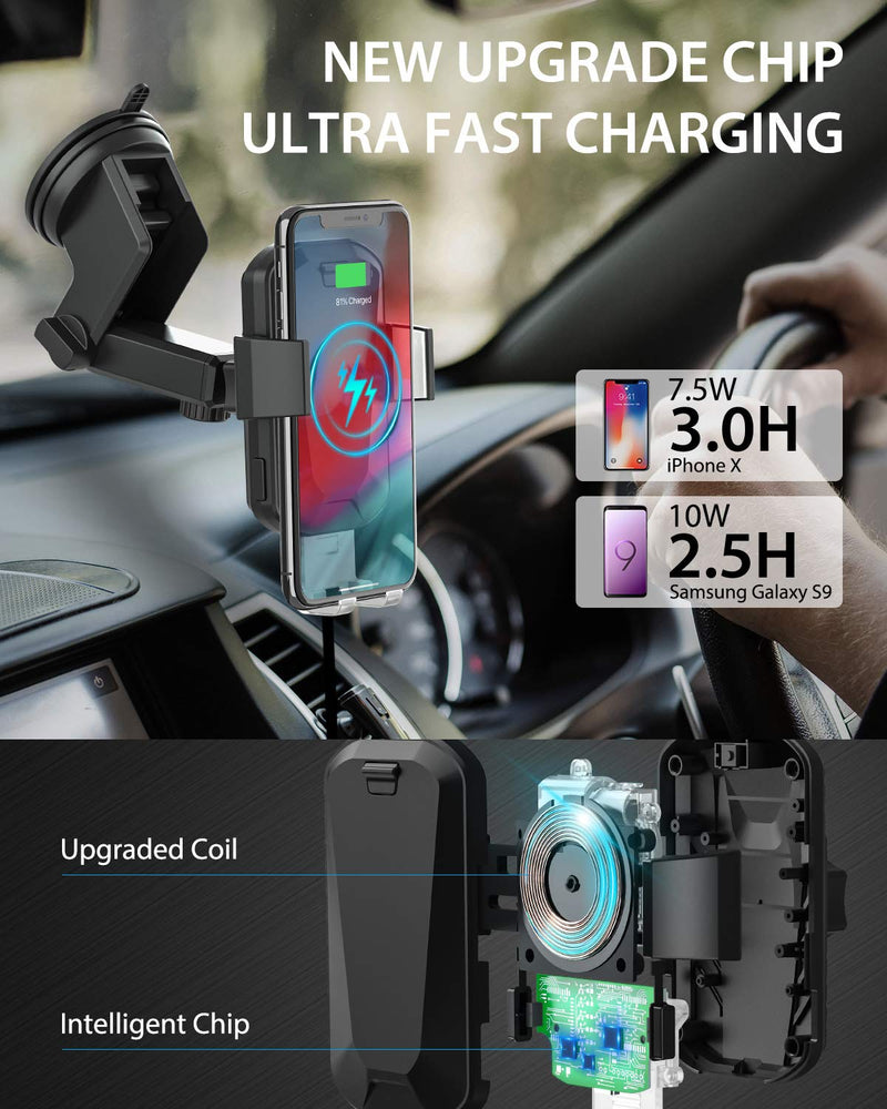  [AUSTRALIA] - Wireless Car Charger, CHGeek 15W Fast Charging Auto Clamping Car Mount Phone Holder fit for iPhone 14 13 12 11 Pro Max Xs MAX XS XR X 8+, Samsung Galaxy S23 Ultra S22 S21 S20 10+ S9+ Note 9, etc