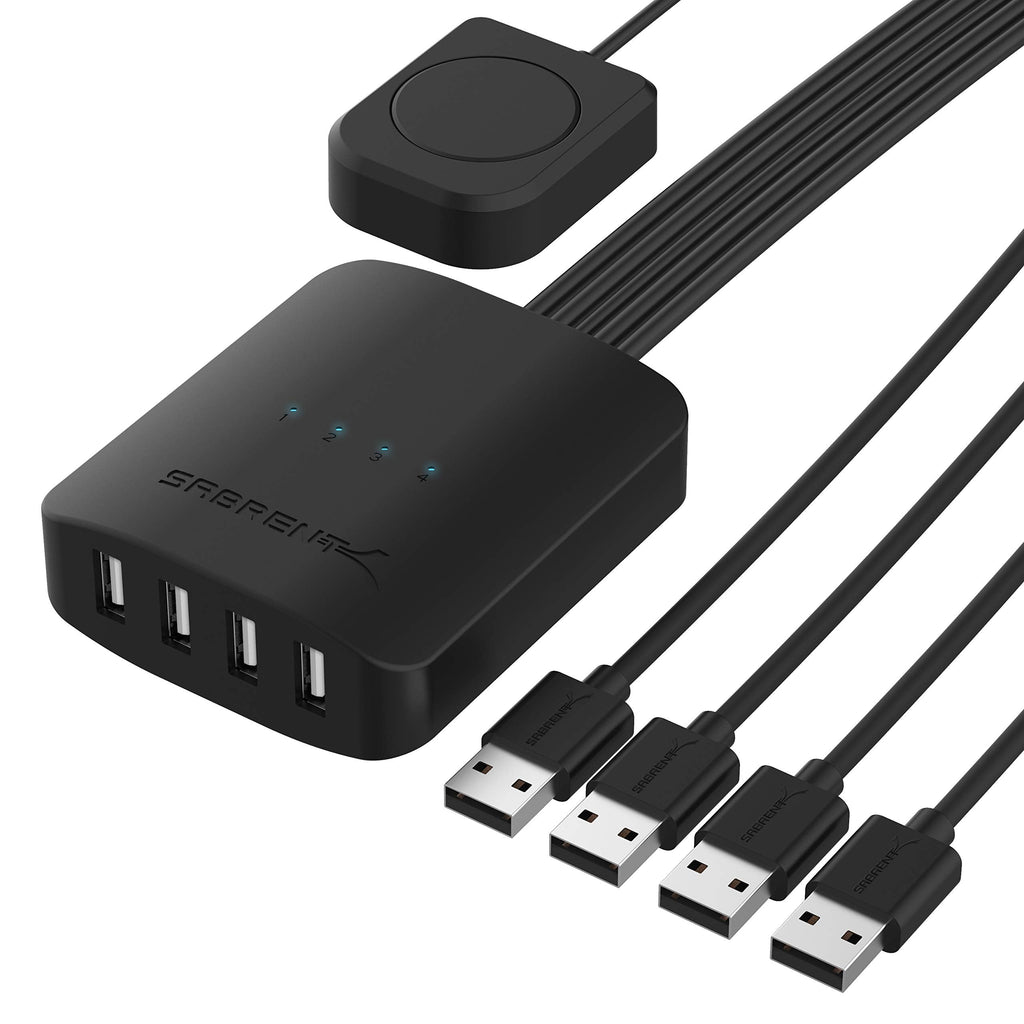  [AUSTRALIA] - SABRENT USB 2.0 Sharing Switch up to 4 Computers and Peripherals LED Device Indicators (USB-USS4) 4-Port Switch