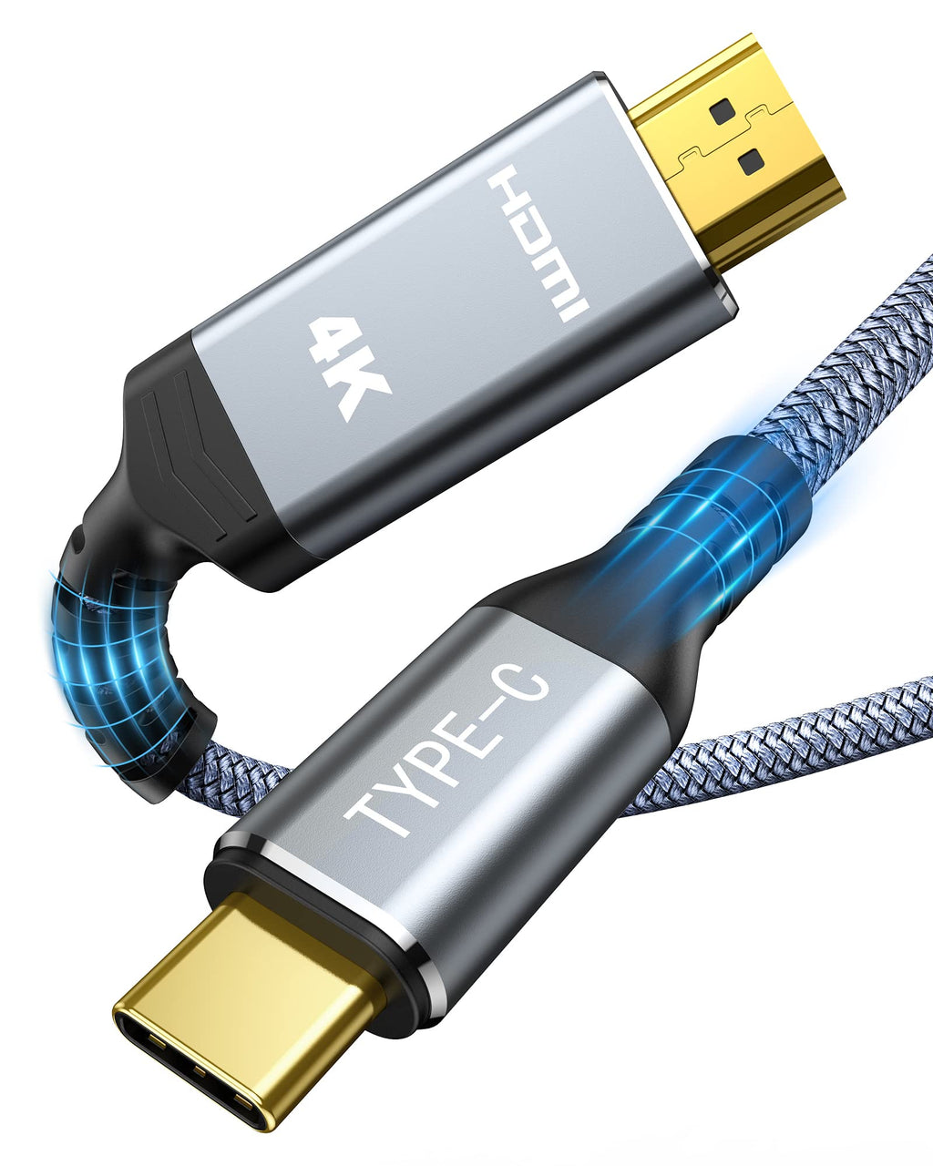  [AUSTRALIA] - Highwings USB C to HDMI Cable 4K, 6ft USB 3.1 Type C to HDMI 2.0 Cord, [Thunderbolt 3/4 Compatible] for MacBook Pro/Air, iMac, iPad Pro, Samsung Galaxy S8 to S22, Surface, Dell, HP, and More 6 Feet