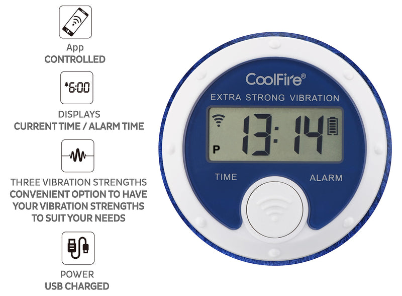  [AUSTRALIA] - Coolfire - Wristband Vibrating Alarm Watch for Couples, Students, Hearing Impaired, USB Chargeable(Blue)