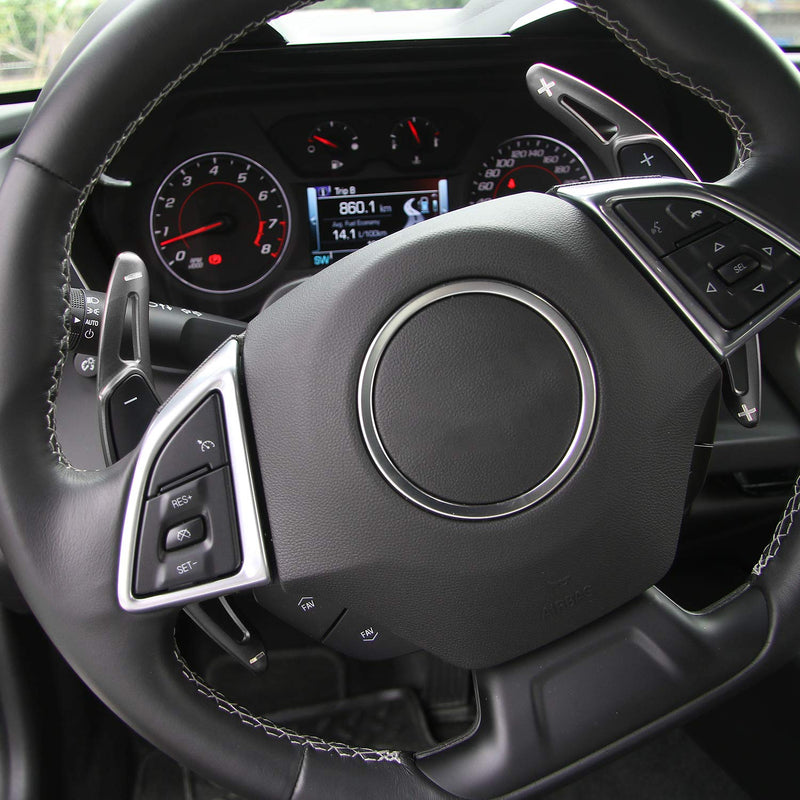  [AUSTRALIA] - CheroCar Steering Wheel Shift Paddle Shifter Trim Cover For Chevrolet Camaro 2017+ Aluminum Interior Decoration Accessories, 1PC, Black