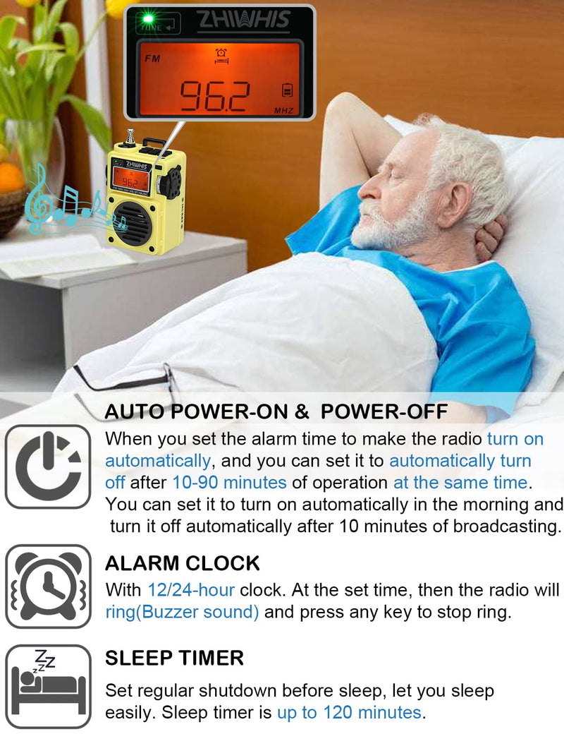  [AUSTRALIA] - ZHIWHIS Shortwave Radio, MP3 Player with Weather Radios Portable AM FM, Retro Bluetooth Speaker with 6 EQ Modes, Rechargeable Alarm Clock Receiver with Sleep Time and NOAA Alerts ZWS-701