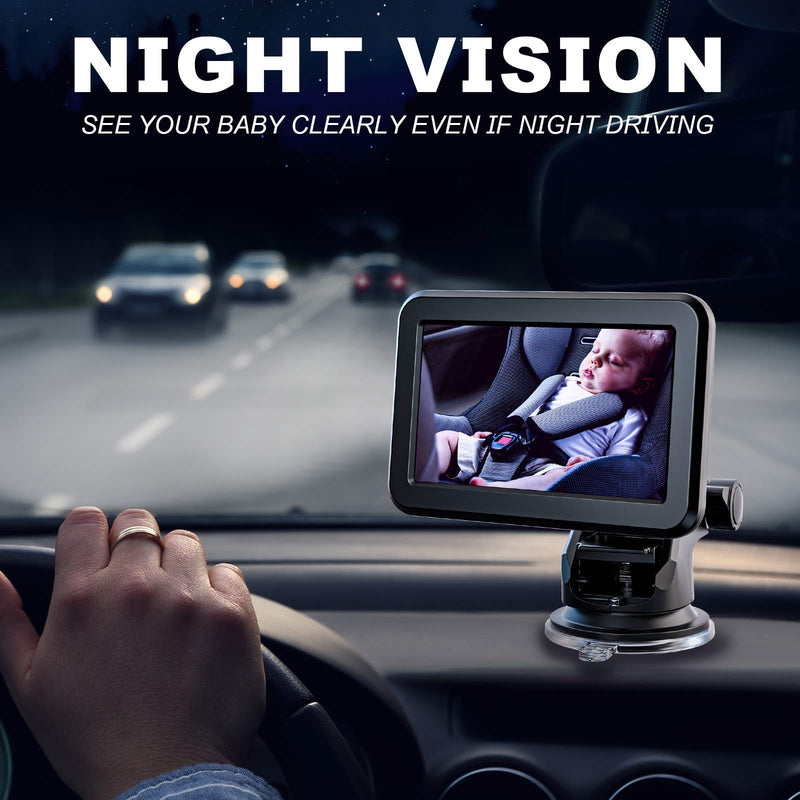 Itomoro Baby Car Mirror, Back Seat Baby Car Camera with HD Night Vision Function Car Mirror Display, Reusable Sucker Bracket, Wide View, 12V Cigarette Lighter, Easily Observe the Baby’s Move - LeoForward Australia