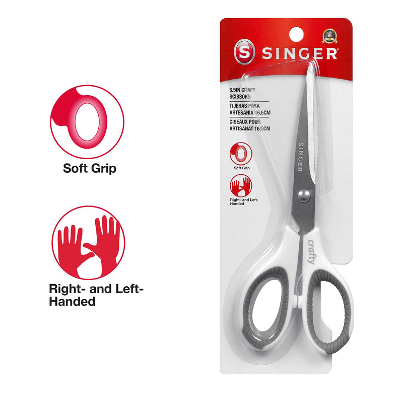 [AUSTRALIA] - SINGER 07180 6-1/2-Inch Sewing Scissors with Pink and White Comfort Grip , Silver