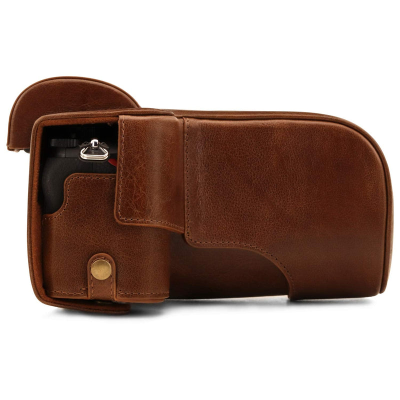  [AUSTRALIA] - MegaGear Ever Ready Genuine Leather Camera Case Compatible with Nikon Z50 (50-250mm) Brown