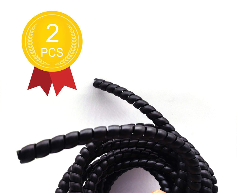  [AUSTRALIA] - 2 PCS 3/8" Cable Spiral Wire Wrap(Wrapping Range:0.35"-2"，Length 13 ft) Wire Cable Management,Spiral Wire Wrap Cord for Computer and TV，Protect Pets from Chewing，Black-Spiral Cable Wrap 3/8"-2 PCS Back