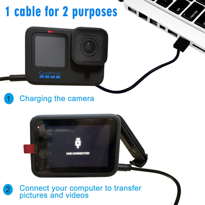  [AUSTRALIA] - Suptig Charging Cable Type-C Charging Cable 2 Pack Compatible for Gopro Hero 11 Hero 10 Hero 9 Hero 8 Hero 7 Black Gopro Max Hero 7 Silver Hero 7 White Hero 6 Gopro Hero 5 Hero5 Session Hero 2018