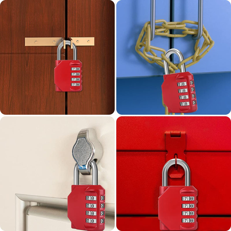  [AUSTRALIA] - Diyife® 4-Digit Combination Lock, [2 Pack] Outdoor Weatherproof Padlock, Plated Steel Resettable Locks for School Gym Locker, Sports Locker, Fence, Toolbox, Gate, Case, Hasp Storage - Red
