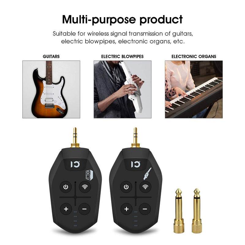  [AUSTRALIA] - Wireless Guitar System,UHF Wireless Guitar Transmitter Receiver Set Built in Rechargeable Battery for Electric Guitar Bass and more