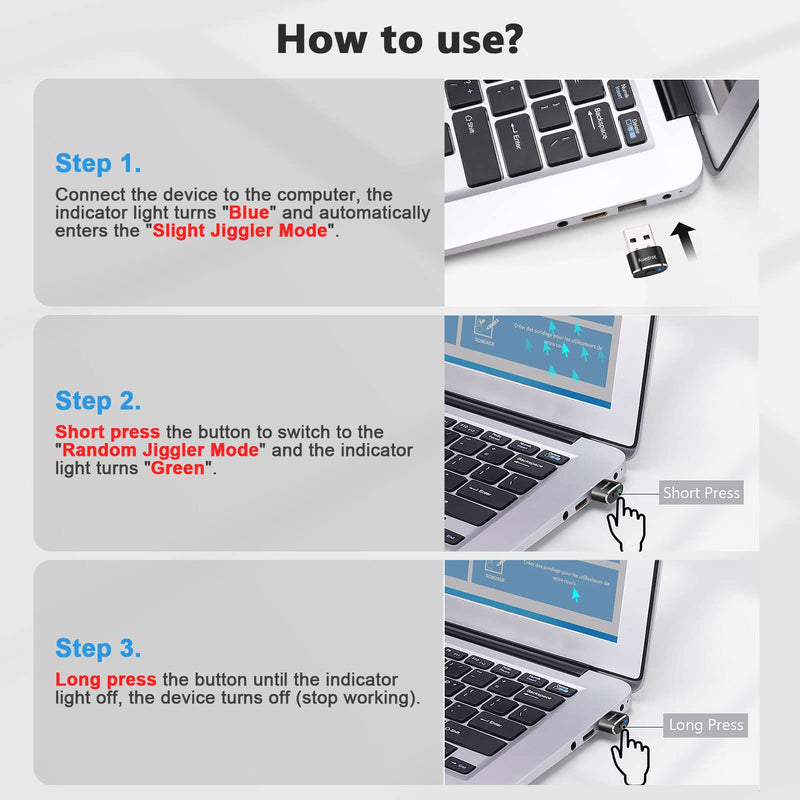  [AUSTRALIA] - Mouse Jiggler Undetectable Metal USB Mouse Mover with Switch Button, Automatic Mini Mouse Shaker with 2 Jiggle Modes, Mouse Simulator, Driver-Free, Plug & Play Keep Computer/Laptop Awake, Black, 2 PCS